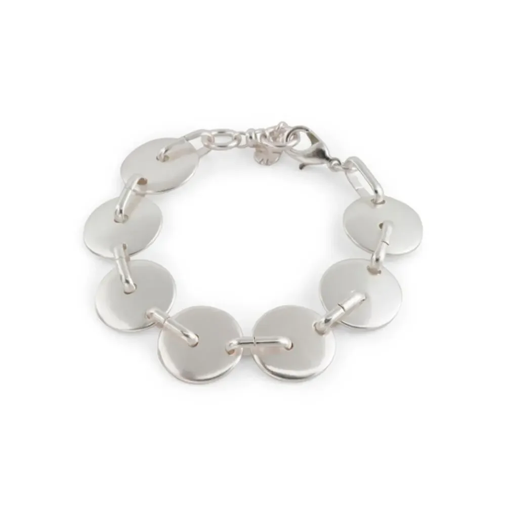 New! Lucky Brand Silver Tone Linked Disk Charm Bracelet